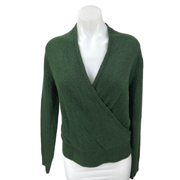Banana Republic Green Wool Knit Long Sleeve Faux Wrap V-Neck Sweater Top Size S - Picture 1 of 4